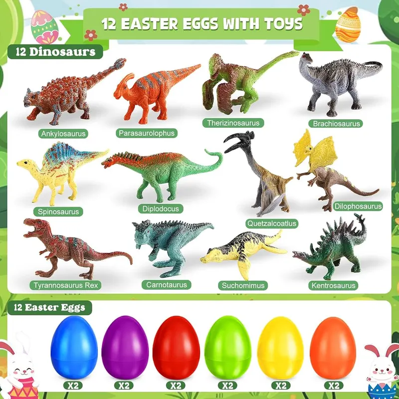 12 Easter Eggs Filled with Dinosaur Toys, view 2