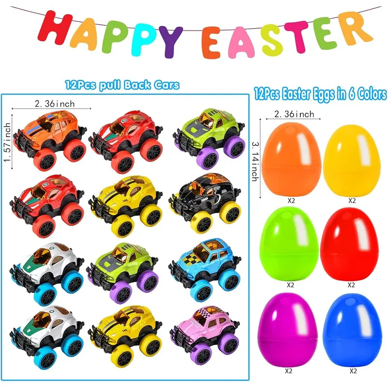 12 Easter Eggs Filled with Pull-Back Monster Trucks, view 2