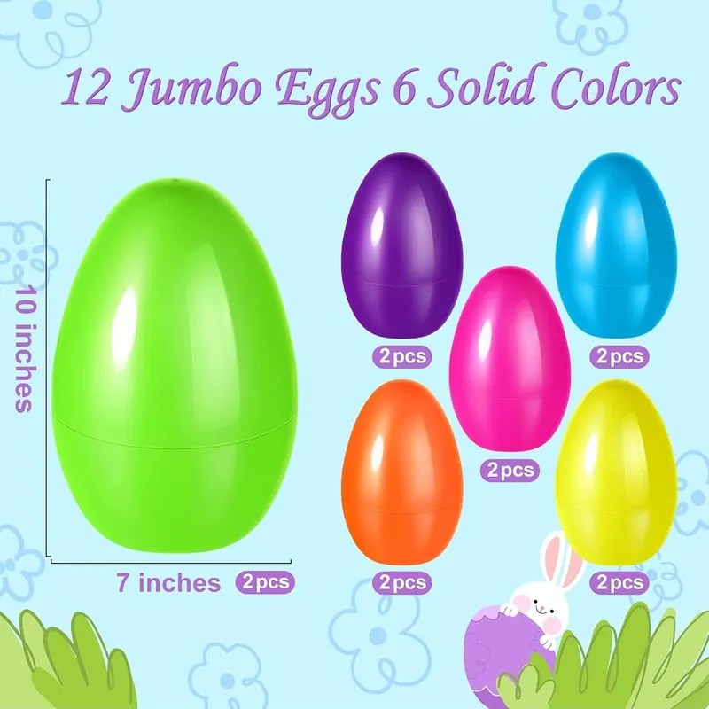 12 Jumbo 10-Inch Fillable Easter Eggs, view 3