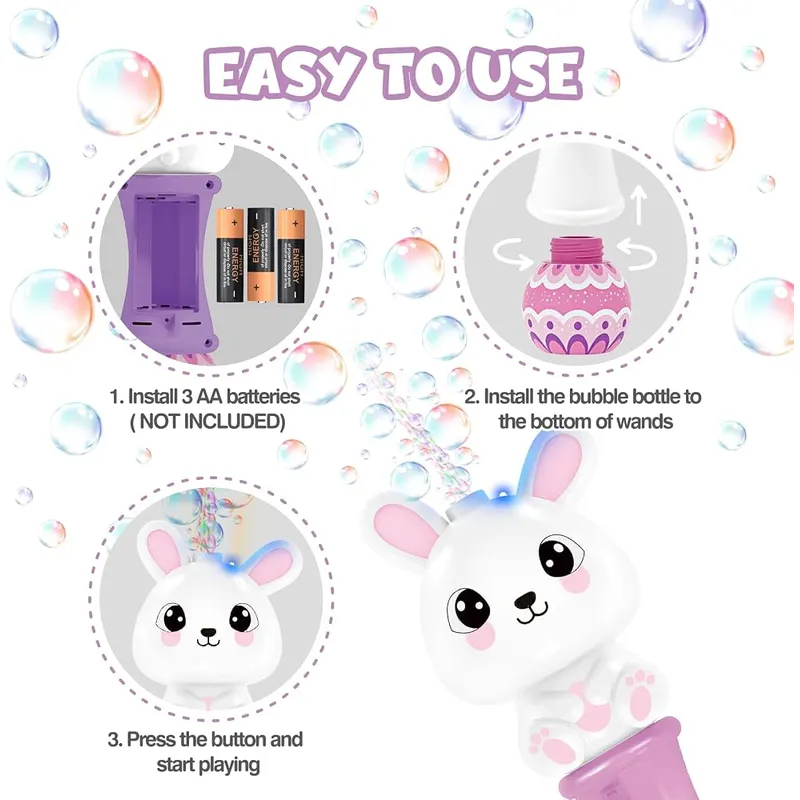 2 Light-Up Bunny Bubble Blowers, view 3