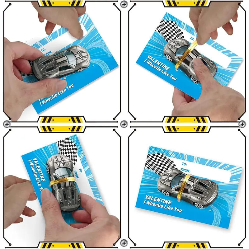 24 Valentine Cards with Die-Cast Racing Cars, view 2