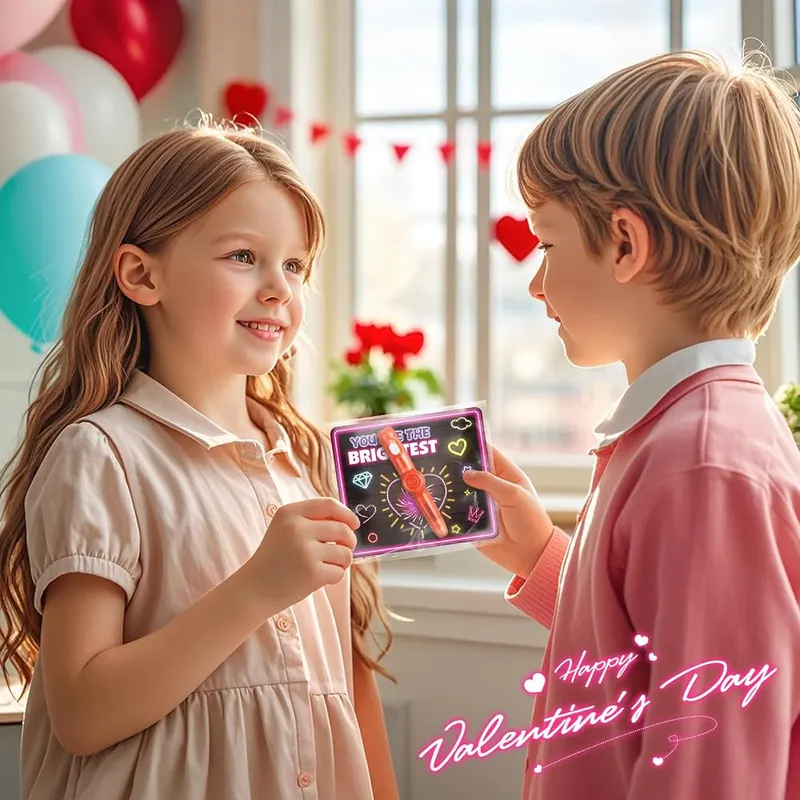 24 Valentine Cards with Light-Up Spinner Pens, view 3