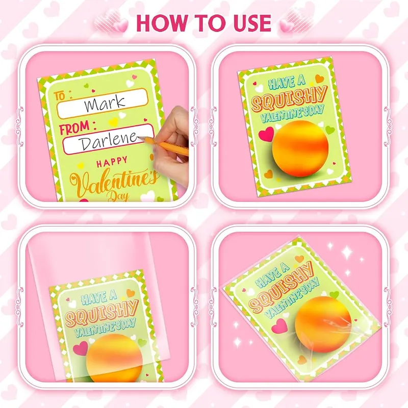 24 Valentine Cards with Rainbow Squeeze Balls, view 3