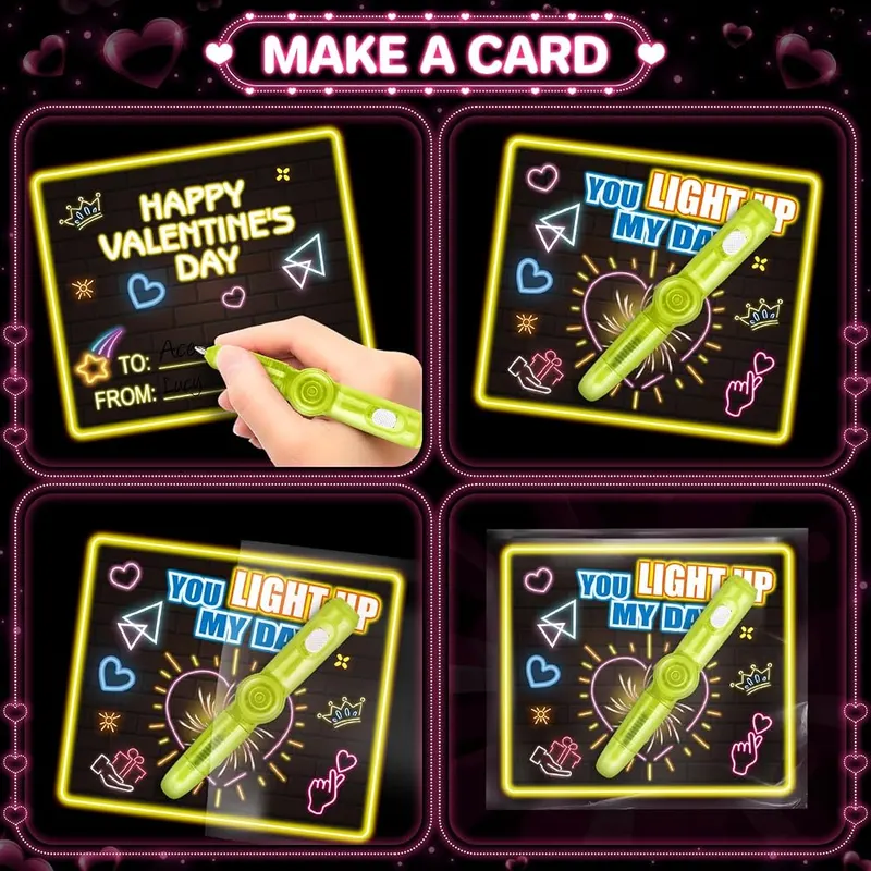 24 Valentine Cards with Spinner Pens, Arcade Cards, view 4