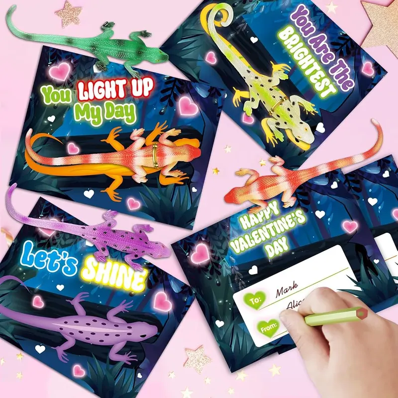 24 Valentine Cards with Toy Lizards, view 4