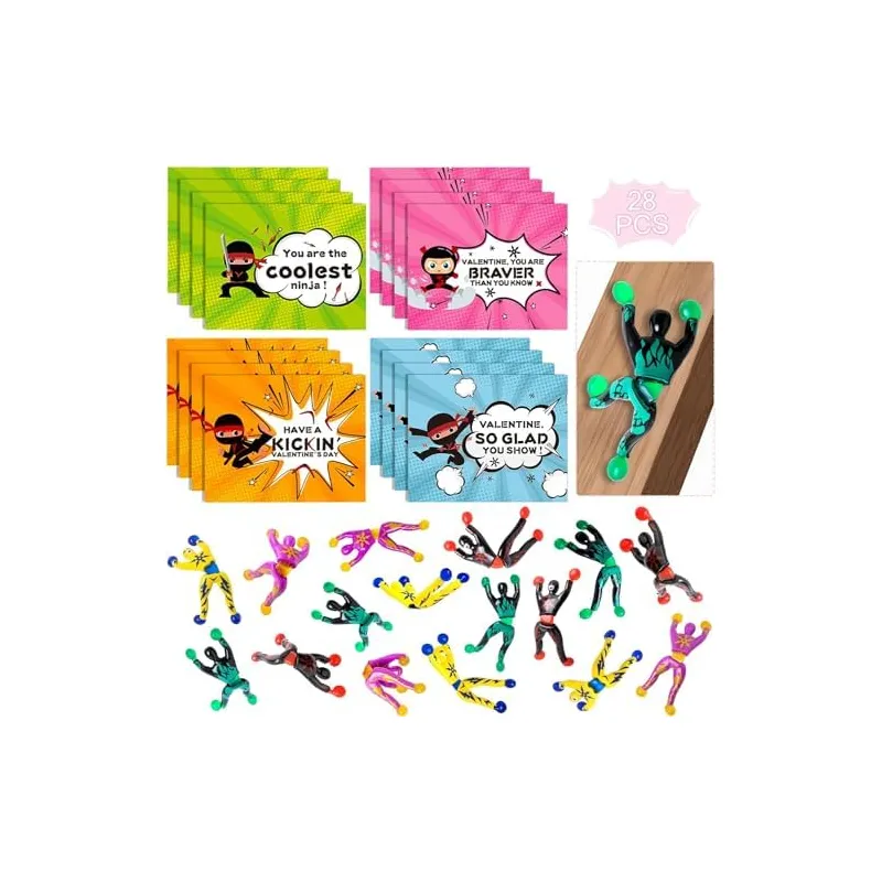 28 Valentine Cards with Wall-Climbing Ninjas