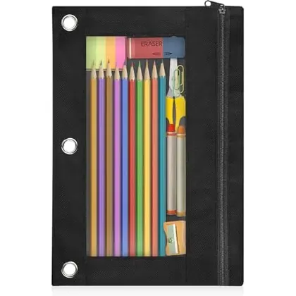 3-Ring Binder Pencil Pouch, Black