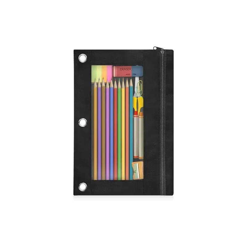3-Ring Binder Pencil Pouch, Black