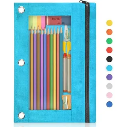 3-Ring Binder Pencil Pouch, Blue