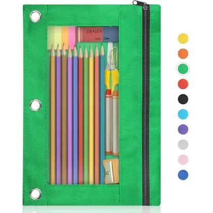 3-Ring Binder Pencil Pouch, Green