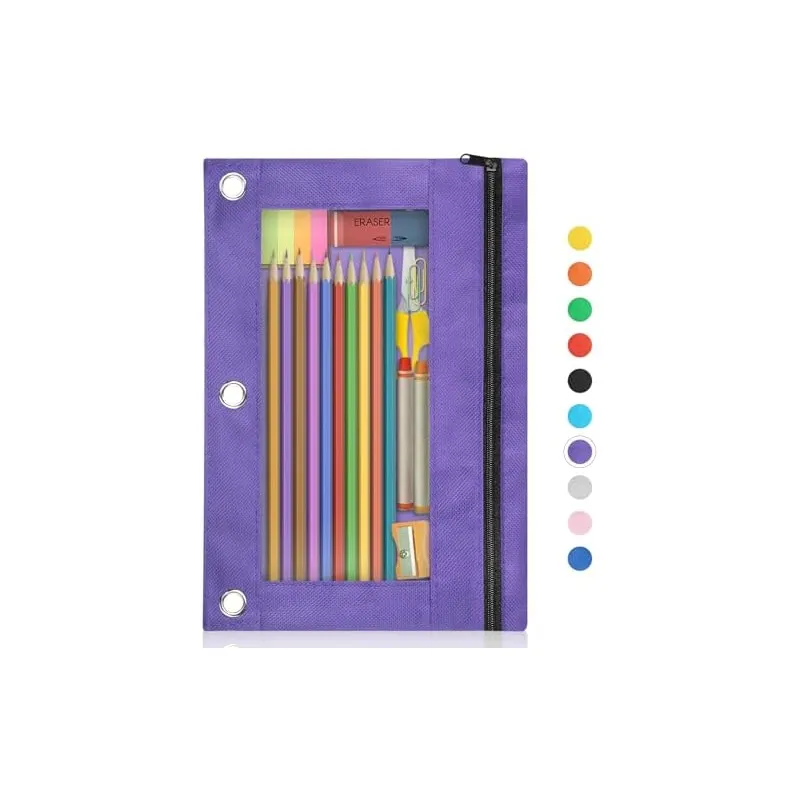 3-Ring Binder Pencil Pouch, Purple