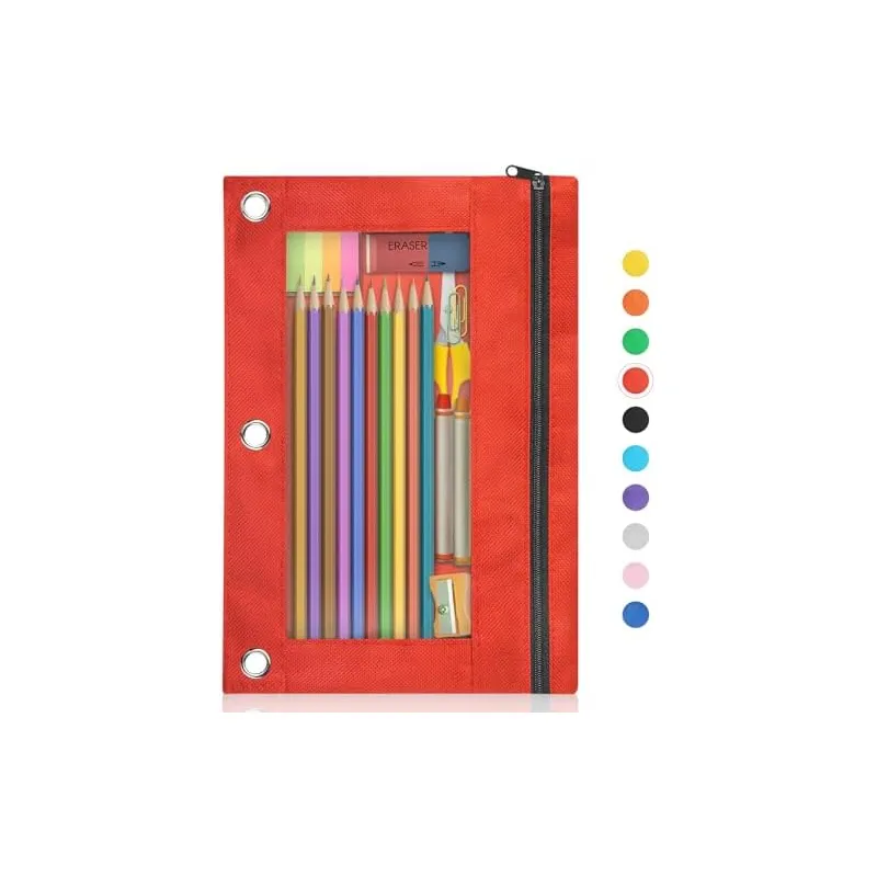 3-Ring Binder Pencil Pouch, Red
