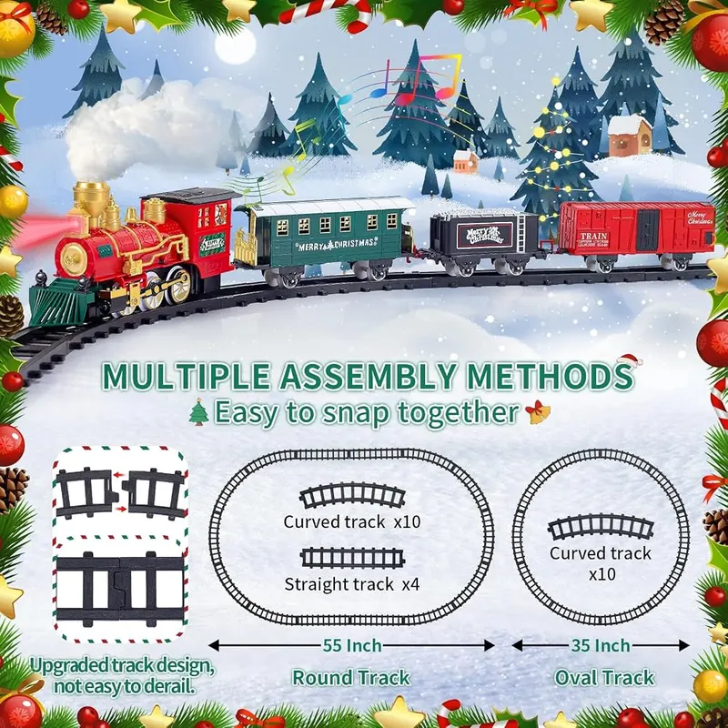 Christmas Steam Train Set, Red & gold, view 3