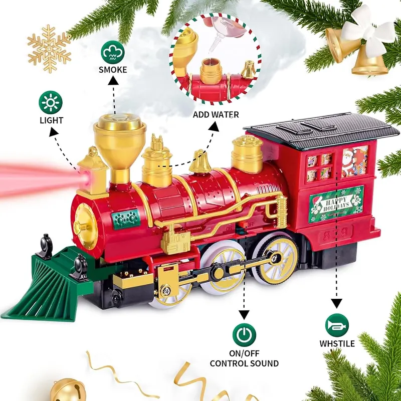 Christmas Steam Train Set, Red & gold, view 4