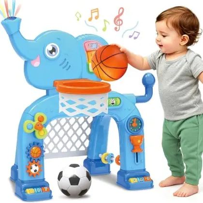 Elephant Basketball Hoop & Soccer Goal, Blue