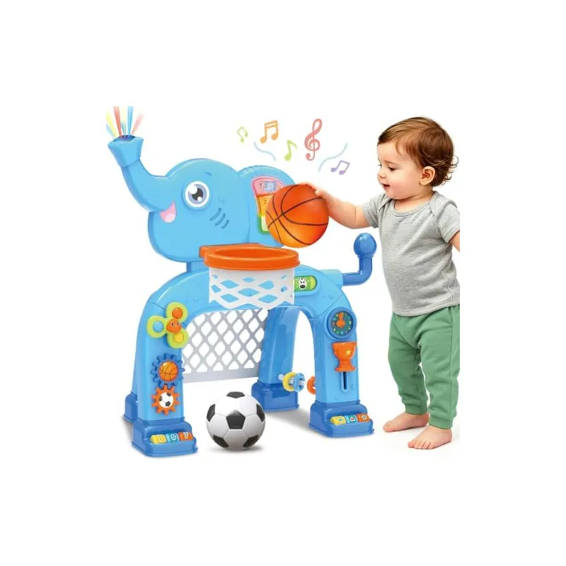 Elephant Basketball Hoop & Soccer Goal, Blue