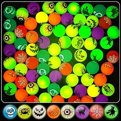Glow-in-the-Dark Halloween Bouncy Balls, 64 balls