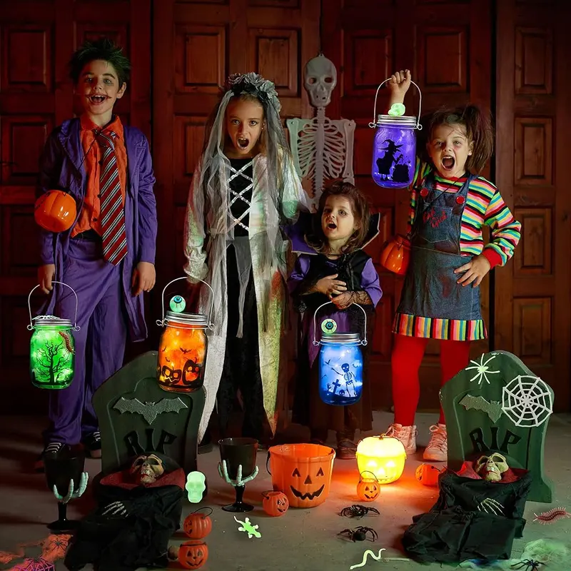 Halloween Lantern Jar Craft Kit, 4 jars, view 2