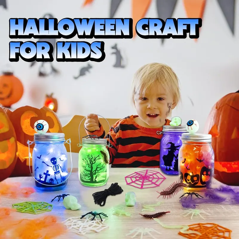 Halloween Lantern Jar Craft Kit, 4 jars, view 3