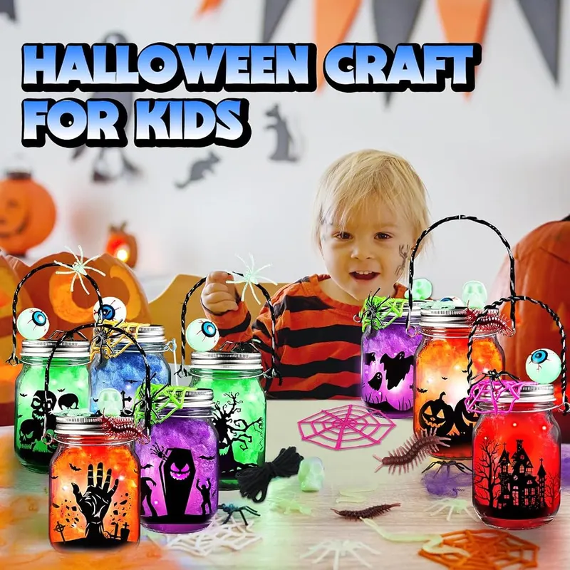 Halloween Lantern Jar Craft Kit, 8 jars, view 3