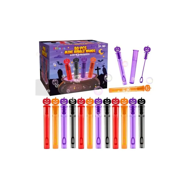 Halloween Pumpkin Mini Bubble Wands, 80 wands