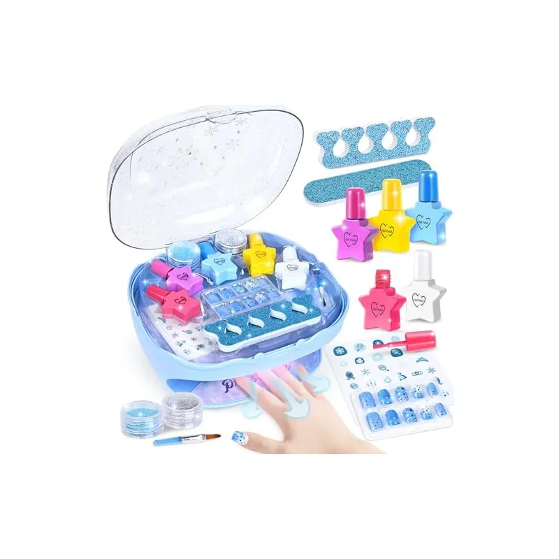 Kids Nail Polish Kit with Dryer, Blue