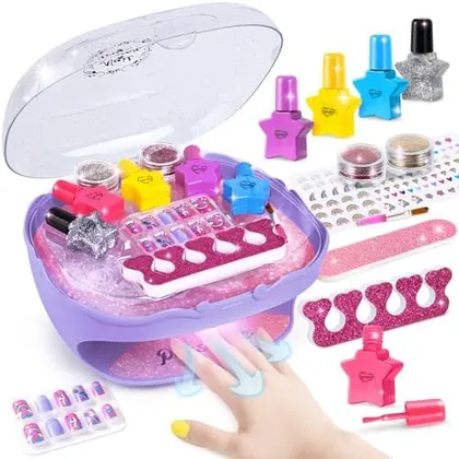 Kids Nail Polish Kit with Dryer, Purple