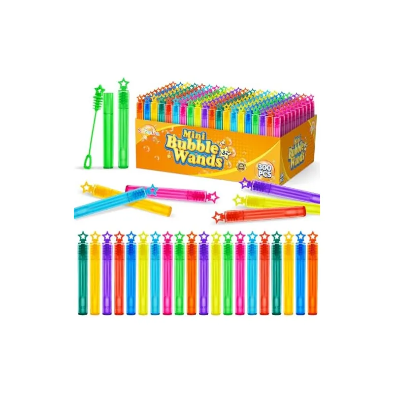 Mini Bubble Wands in 10 Colors, 300 wands