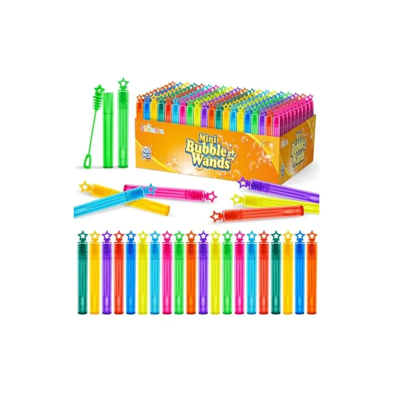Mini Bubble Wands in 10 Colors, 500 wands