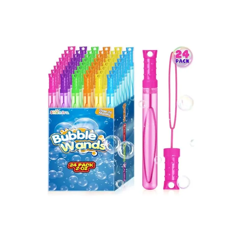 Neon Bubble Wands in 6 Colors, 24 pack